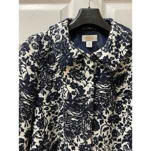 Vintage Talbots Women's Size 2 Cropped Swing Jacket Navy Floral Print